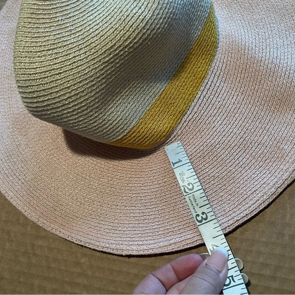 Eugenia Kim colorblock hemp Sun hat, adjustable size, sand/pink, NWOT - Picture 8 of 10